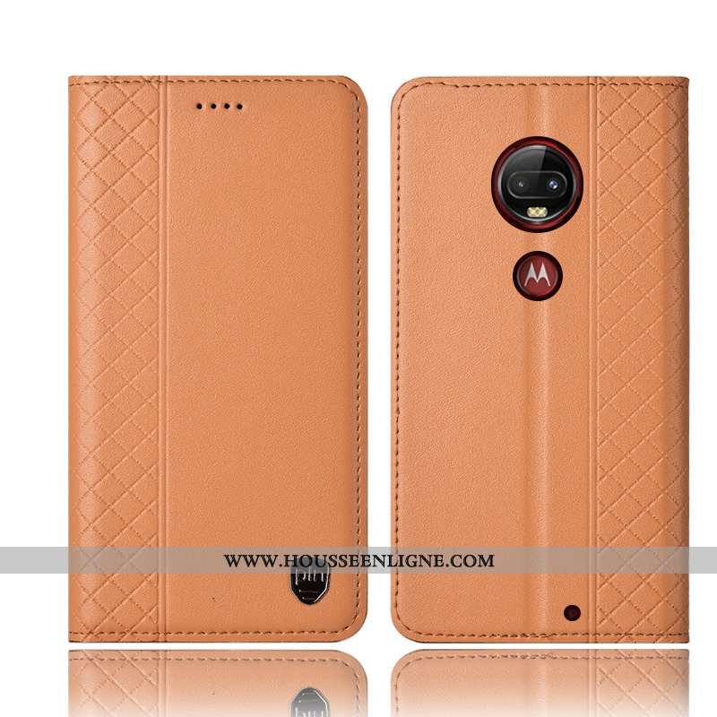 Étui Moto G7 Plus Cuir Véritable Protection Coque Rouge Tout Compris Téléphone Portable