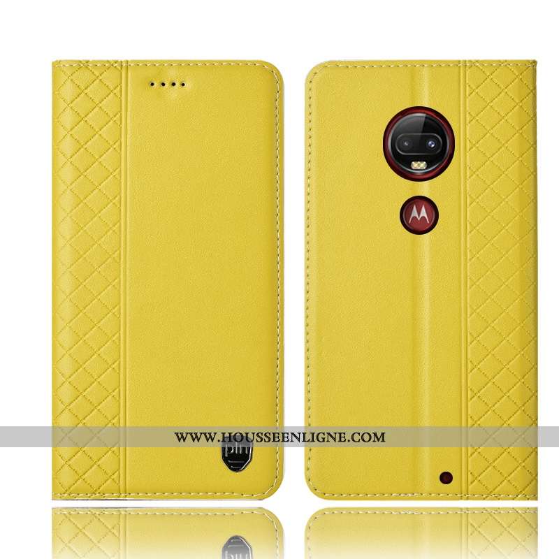 Étui Moto G7 Plus Cuir Véritable Protection Coque Rouge Tout Compris Téléphone Portable