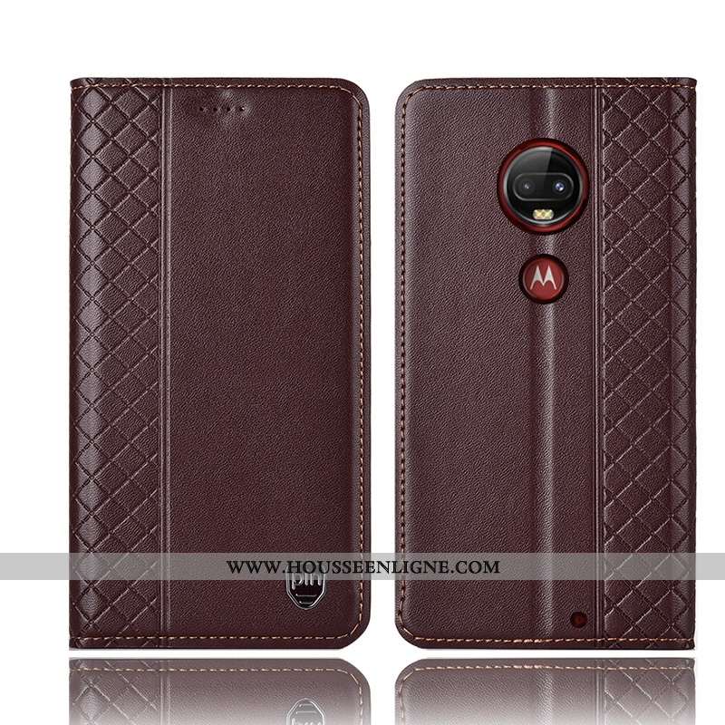 Étui Moto G7 Plus Cuir Véritable Protection Coque Rouge Tout Compris Téléphone Portable