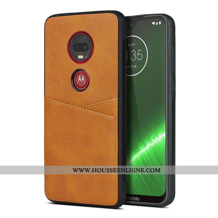 Étui Moto G7 Plus Silicone Protection Fluide Doux Carte Coque Téléphone Portable Jaune