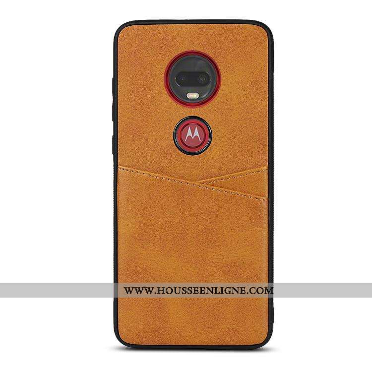 Étui Moto G7 Plus Silicone Protection Fluide Doux Carte Coque Téléphone Portable Jaune