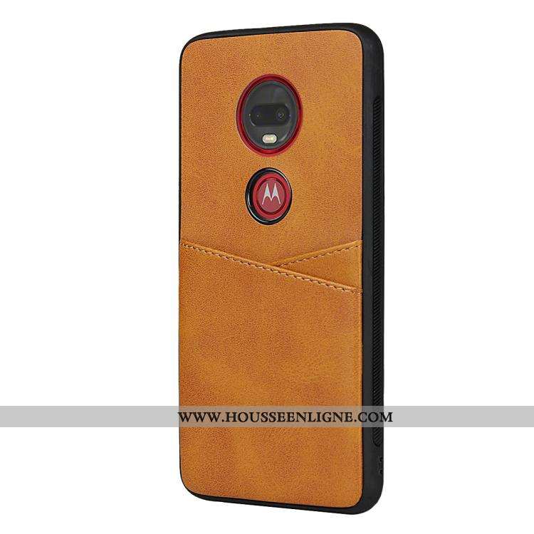 Étui Moto G7 Plus Silicone Protection Fluide Doux Carte Coque Téléphone Portable Jaune