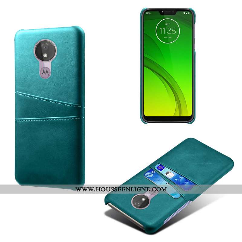 Étui Moto G7 Power Cuir Bleu Téléphone Portable Difficile Carte Coque