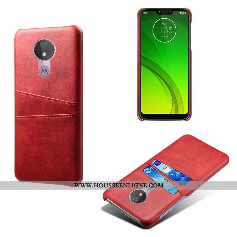 Étui Moto G7 Power Cuir Bleu Téléphone Portable Difficile Carte Coque