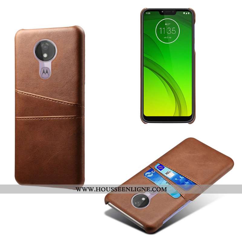 Étui Moto G7 Power Cuir Bleu Téléphone Portable Difficile Carte Coque