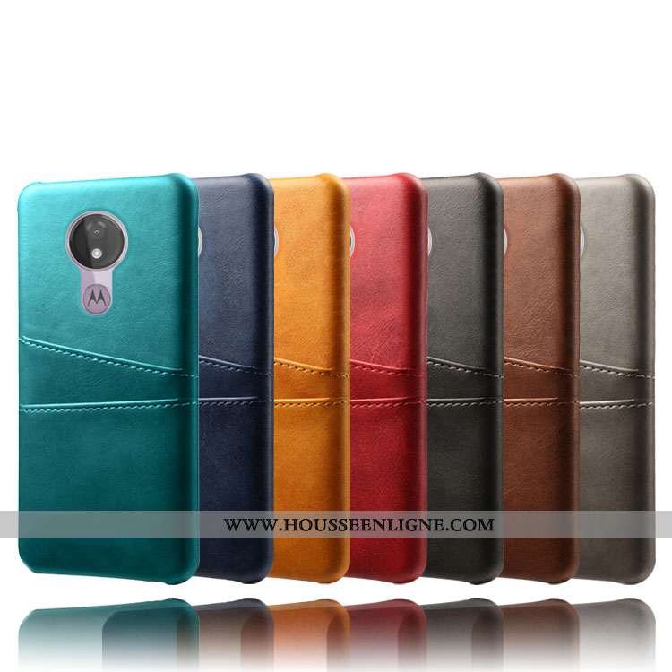 Étui Moto G7 Power Cuir Bleu Téléphone Portable Difficile Carte Coque