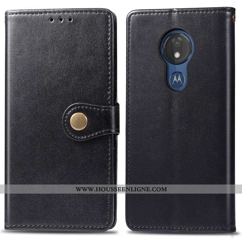 Étui Moto G7 Power Cuir Protection Coque Couleur Unie Téléphone Portable Business Ornements Suspendu