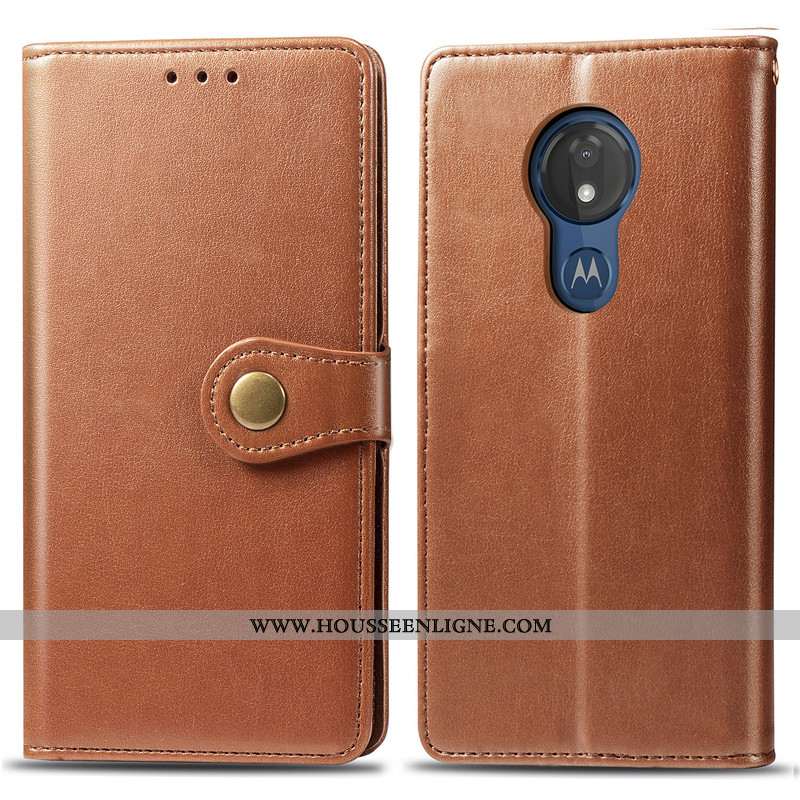 Étui Moto G7 Power Cuir Protection Coque Couleur Unie Téléphone Portable Business Ornements Suspendu