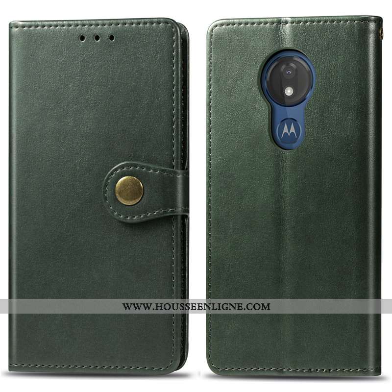 Étui Moto G7 Power Cuir Protection Coque Couleur Unie Téléphone Portable Business Ornements Suspendu