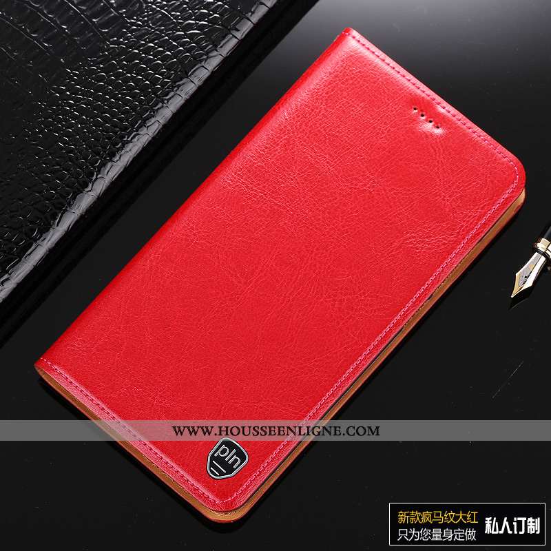 Étui Moto G7 Power Modèle Fleurie Protection Europe Incassable Rouge Cuir Véritable Housse