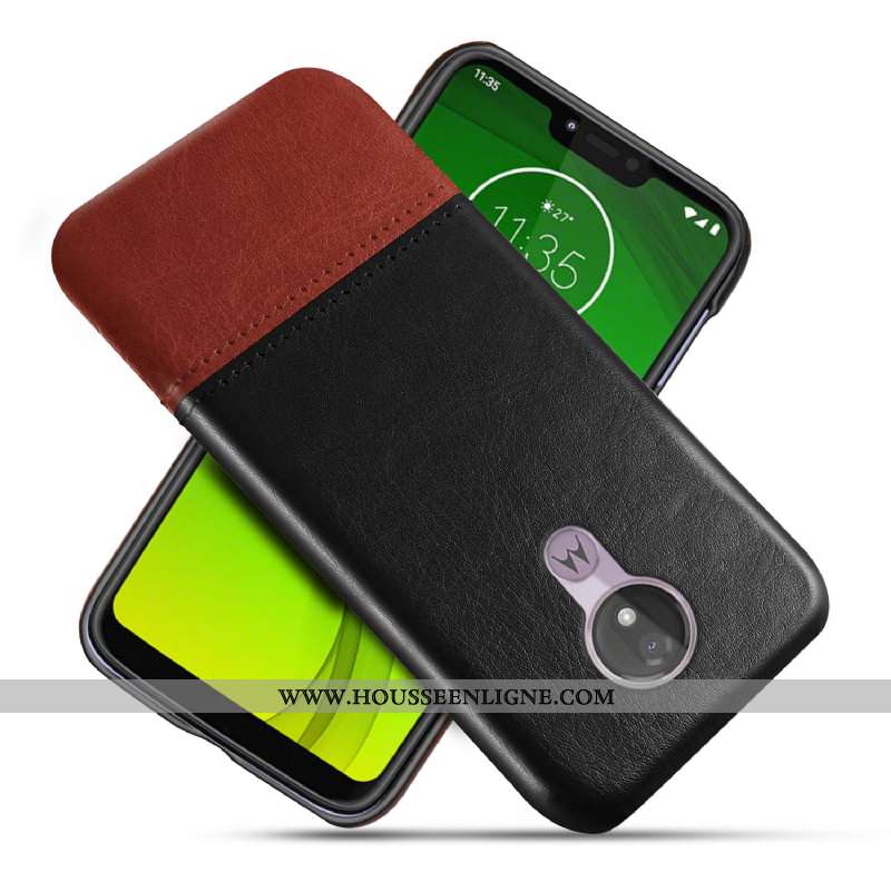 Étui Moto G7 Power Protection Cuir Véritable Coque Noir Téléphone Portable Business Qualité