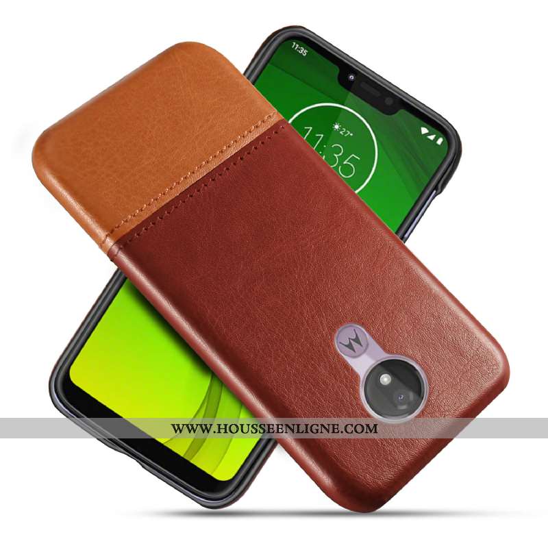 Étui Moto G7 Power Protection Cuir Véritable Coque Noir Téléphone Portable Business Qualité