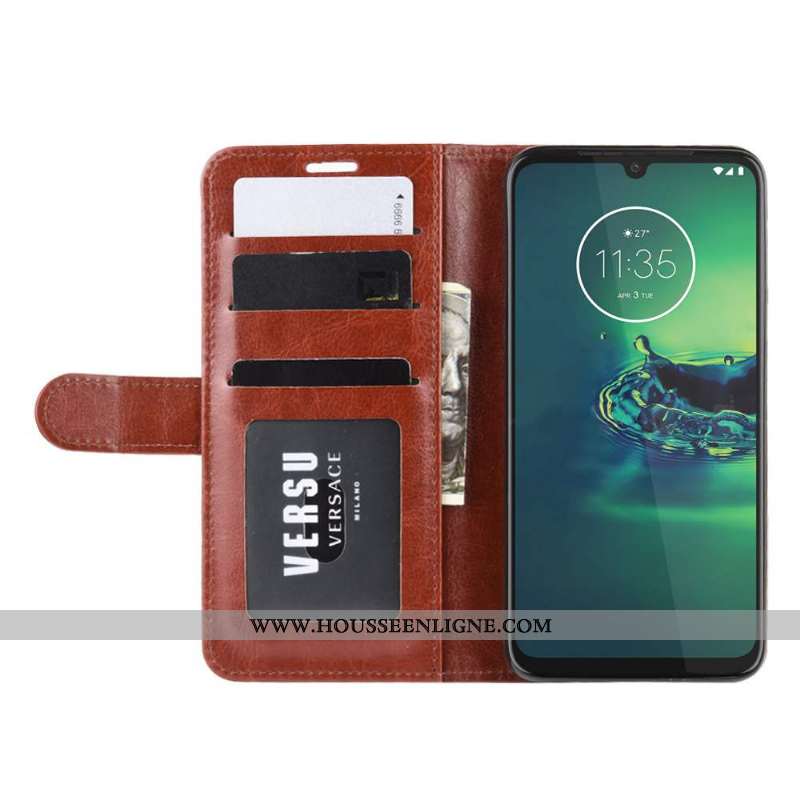 Étui Moto G8 Plus Cuir Protection Téléphone Portable Une Agrafe Orange 2020