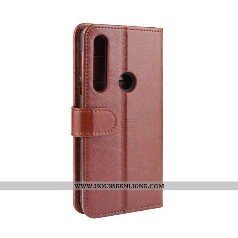 Étui Moto G8 Plus Cuir Protection Téléphone Portable Une Agrafe Orange 2020