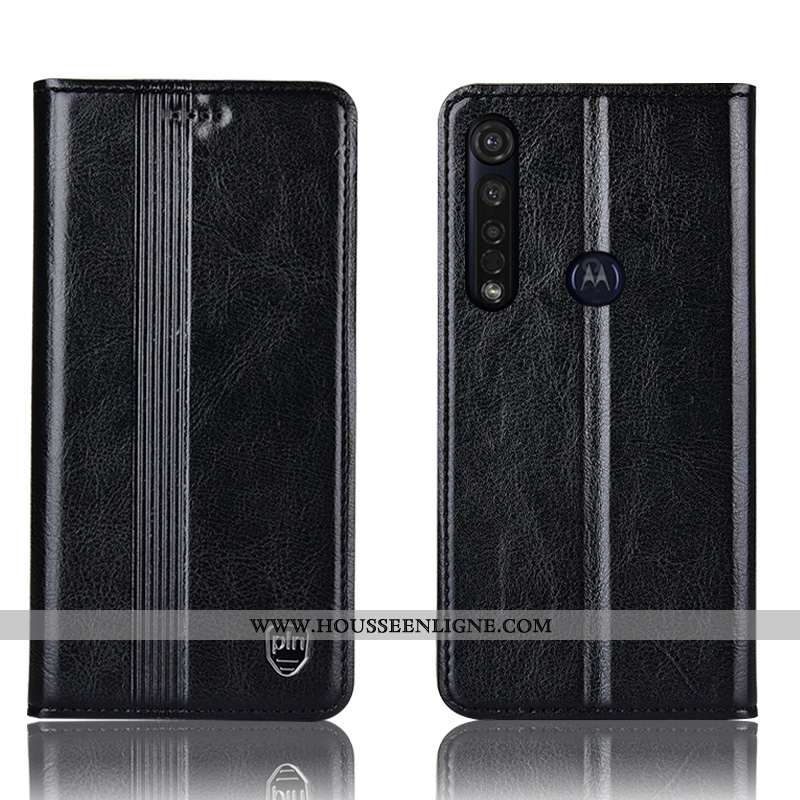 Étui Moto G8 Plus Cuir Véritable Protection Tout Compris Coque Housse Téléphone Portable Rouge