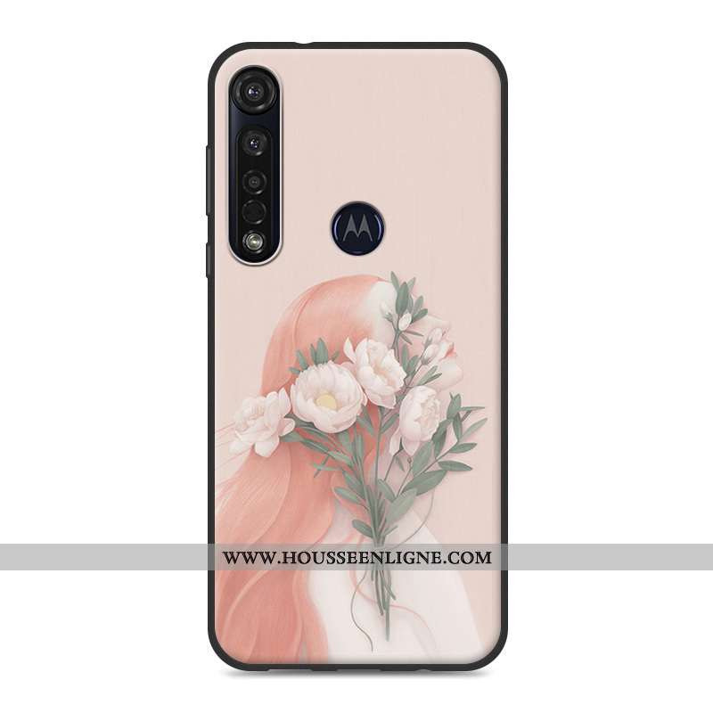 Étui Moto G8 Plus Fluide Doux Petit Tout Compris Art Téléphone Portable Coque Rose