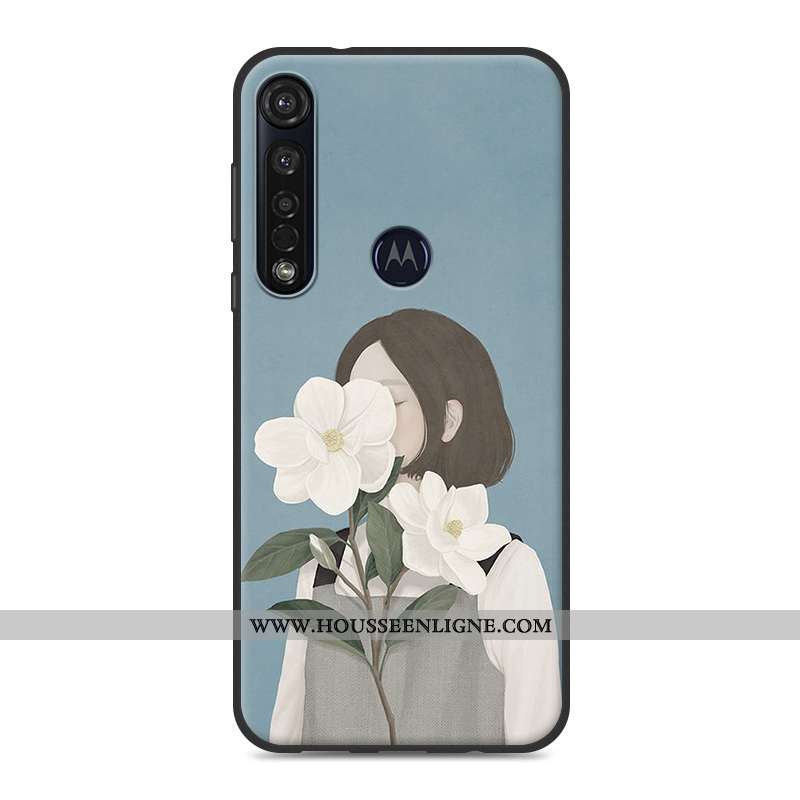 Étui Moto G8 Plus Fluide Doux Petit Tout Compris Art Téléphone Portable Coque Rose