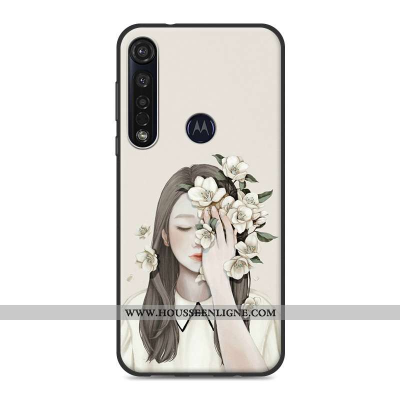 Étui Moto G8 Plus Fluide Doux Petit Tout Compris Art Téléphone Portable Coque Rose