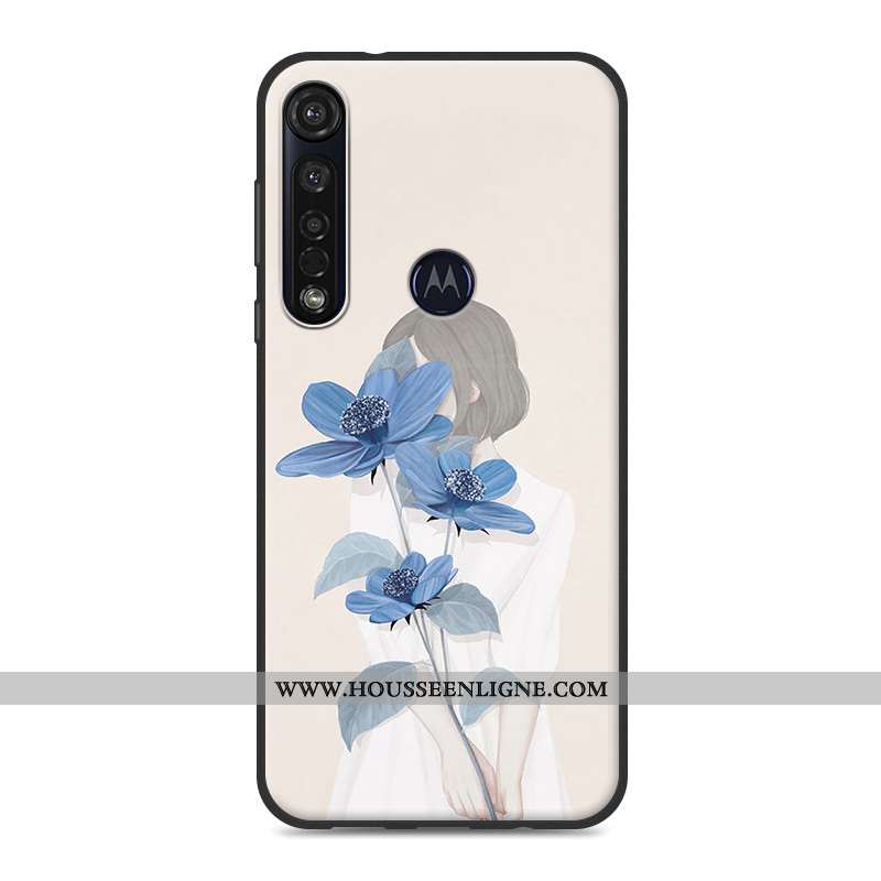 Étui Moto G8 Plus Fluide Doux Petit Tout Compris Art Téléphone Portable Coque Rose