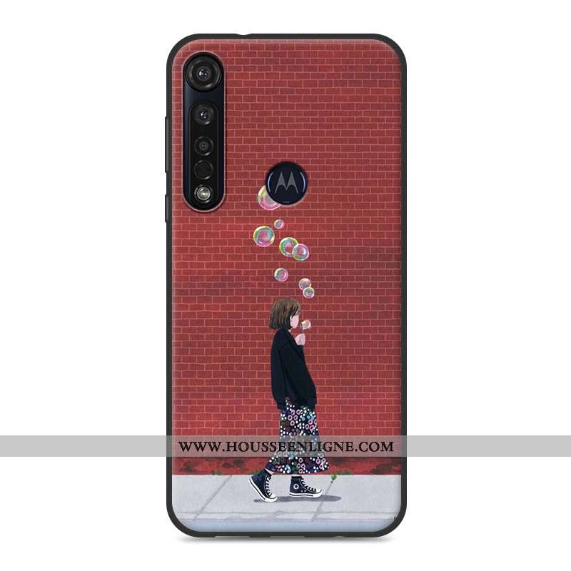 Étui Moto G8 Plus Fluide Doux Petit Tout Compris Art Téléphone Portable Coque Rose