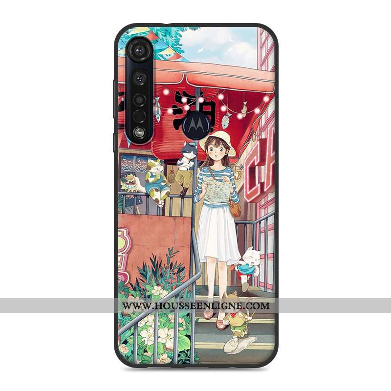 Étui Moto G8 Plus Fluide Doux Petit Tout Compris Art Téléphone Portable Coque Rose