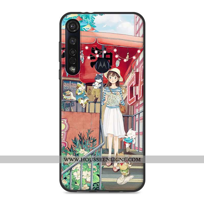 Étui Moto G8 Plus Fluide Doux Petit Tout Compris Art Téléphone Portable Coque Rose