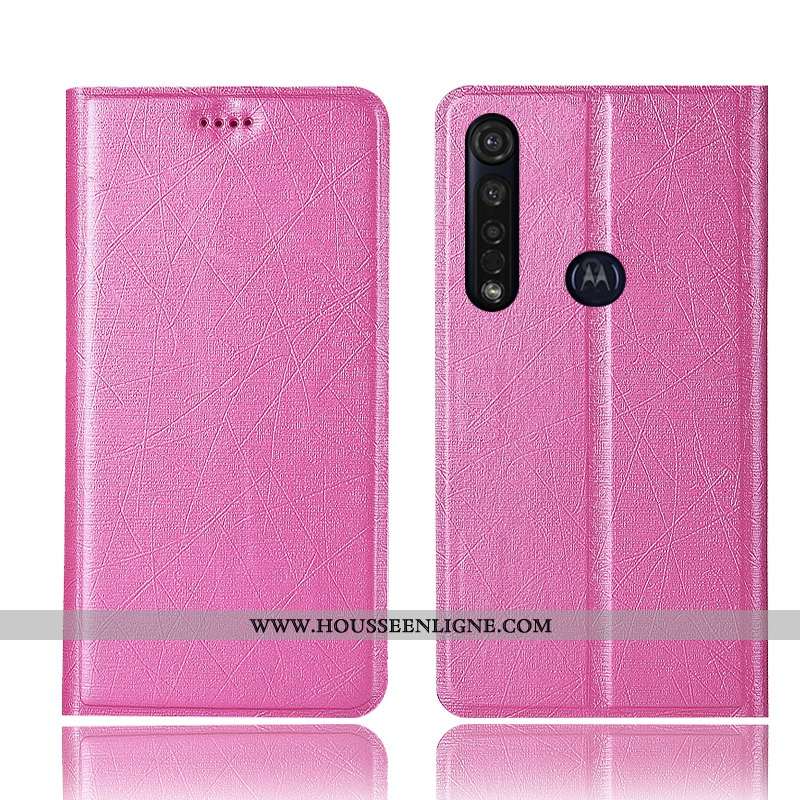 Étui Moto G8 Plus Protection Cuir Housse Rouge Tout Compris Coque Rose