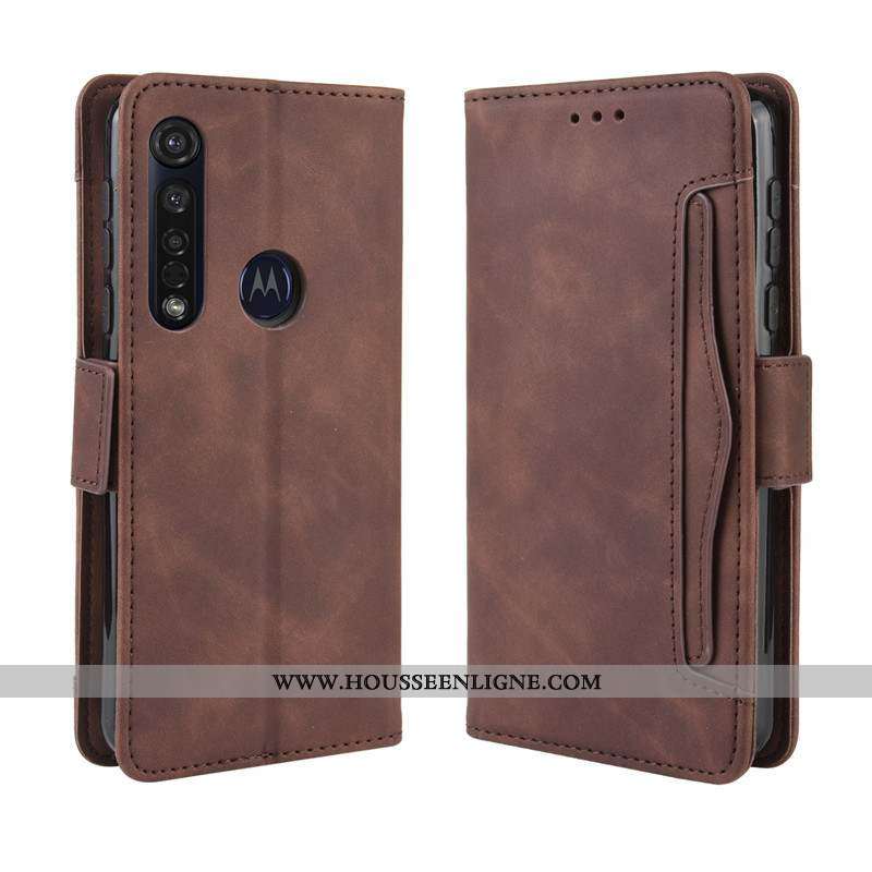 Étui Moto G8 Plus Protection Cuir Housse Téléphone Portable 2020 Noir