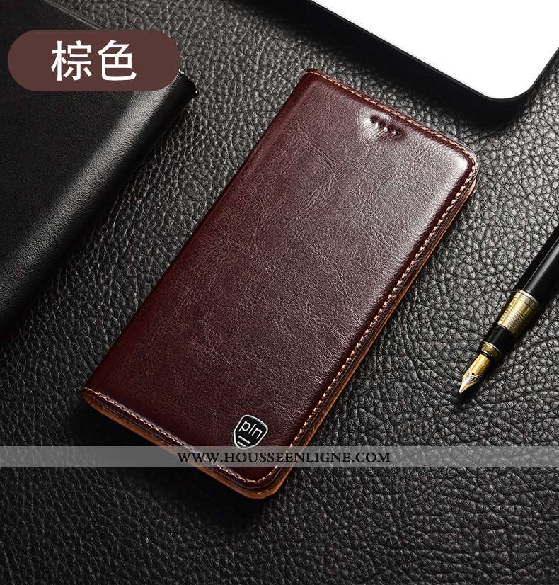 Étui Moto G8 Plus Protection Cuir Véritable Coque Téléphone Portable Modèle Fleurie Housse Orange