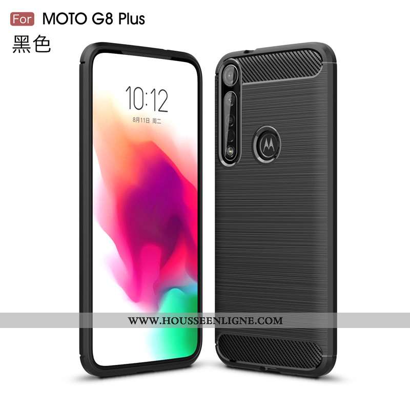 Étui Moto G8 Plus Protection Fluide Doux Noir Téléphone Portable Antidérapant Coque Soie
