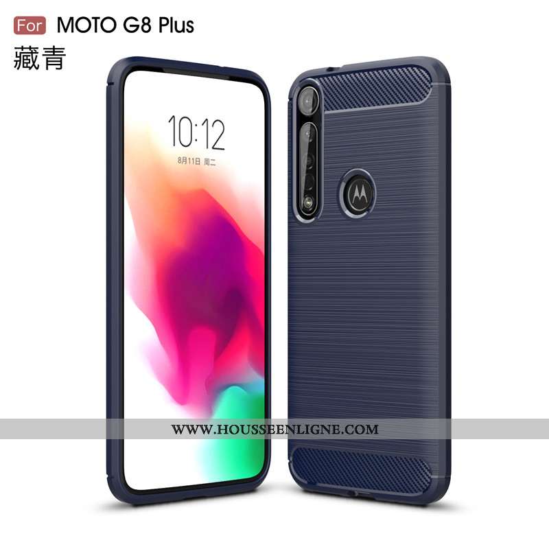 Étui Moto G8 Plus Protection Fluide Doux Noir Téléphone Portable Antidérapant Coque Soie