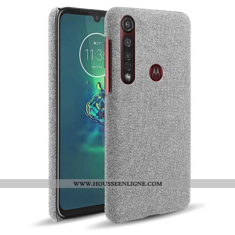 Étui Moto G8 Plus Protection Gris Tissu Coque Téléphone Portable