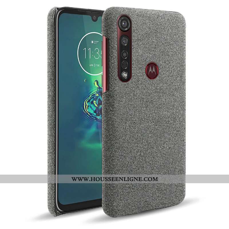 Étui Moto G8 Plus Protection Gris Tissu Coque Téléphone Portable