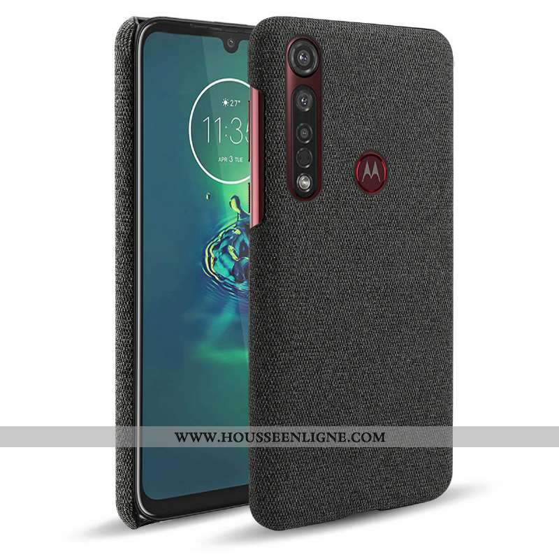 Étui Moto G8 Plus Protection Gris Tissu Coque Téléphone Portable