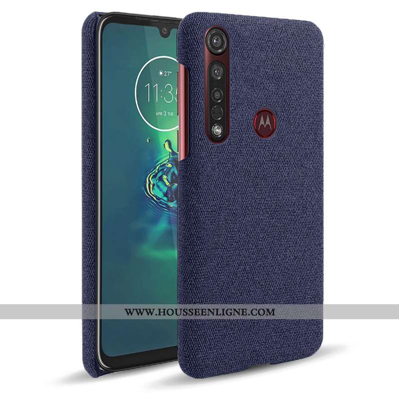 Étui Moto G8 Plus Protection Gris Tissu Coque Téléphone Portable