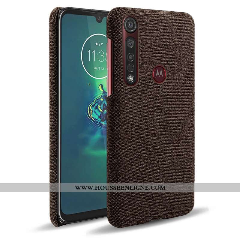 Étui Moto G8 Plus Protection Gris Tissu Coque Téléphone Portable