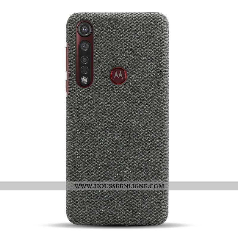 Étui Moto G8 Plus Protection Gris Tissu Coque Téléphone Portable