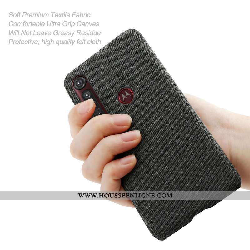 Étui Moto G8 Plus Protection Gris Tissu Coque Téléphone Portable