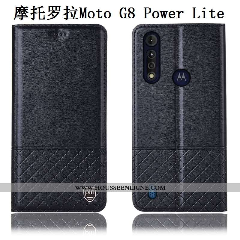 Étui Moto G8 Power Lite Cuir Cuir Véritable Téléphone Portable Rouge Véritable Incassable
