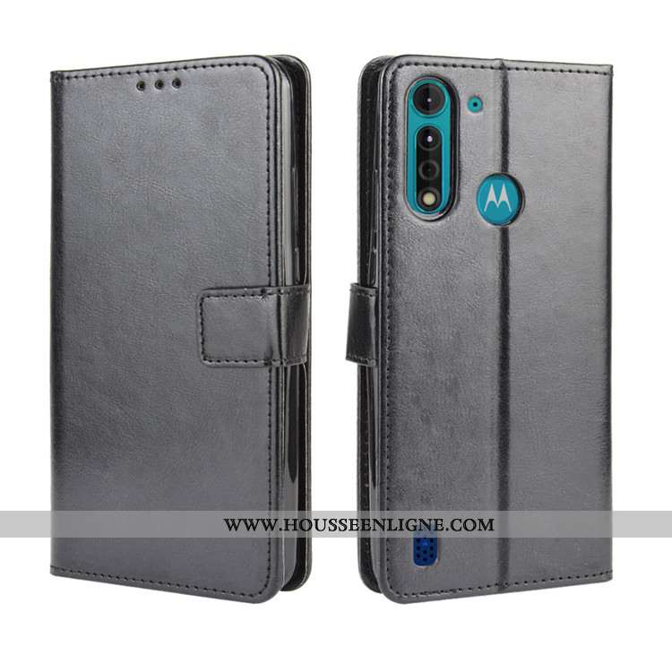 Étui Moto G8 Power Lite Cuir Protection Ornements Suspendus Noir Coque Téléphone Portable