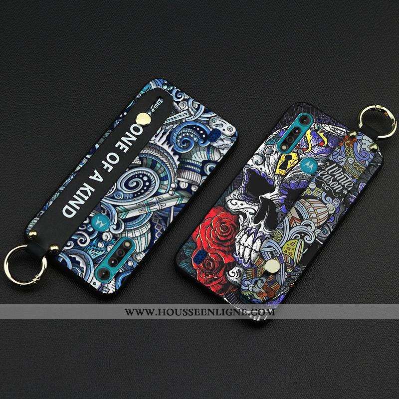 Étui Moto G8 Power Lite Dessin Animé Fluide Doux Téléphone Portable Silicone Bleu Support Ornements 