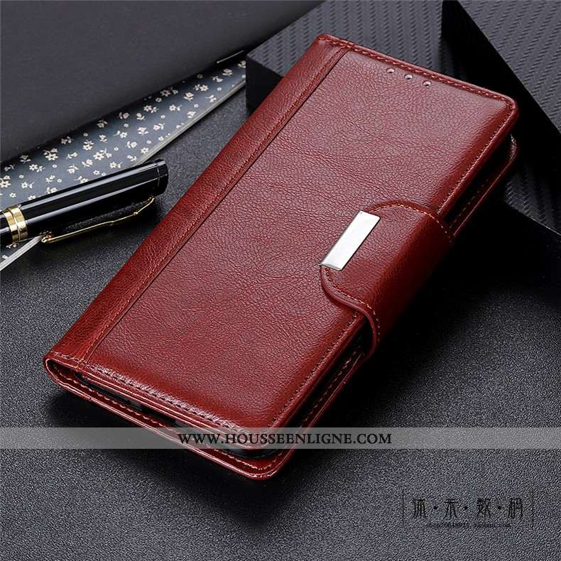 Étui Moto G8 Power Lite Protection Cuir Véritable Téléphone Portable Bovins Coque Cuir Marron