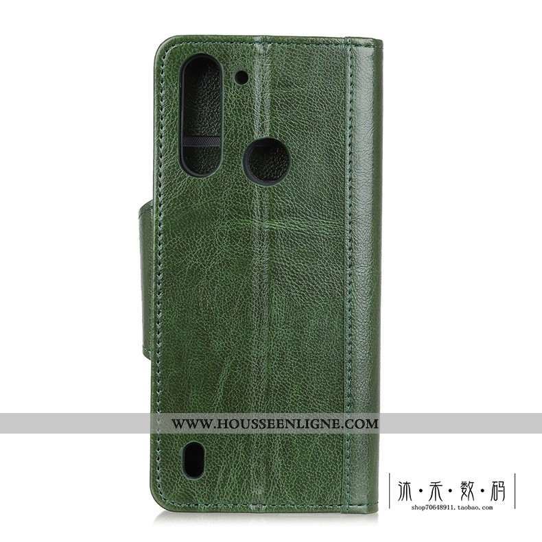 Étui Moto G8 Power Lite Protection Cuir Véritable Téléphone Portable Bovins Coque Cuir Marron