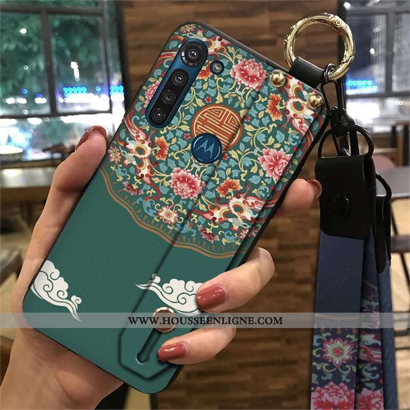 Étui Moto G8 Power Vintage Fluide Doux Palais Coque Support Vent Ornements Suspendus Rouge