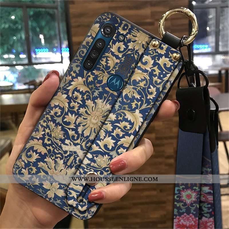 Étui Moto G8 Power Vintage Fluide Doux Palais Coque Support Vent Ornements Suspendus Rouge