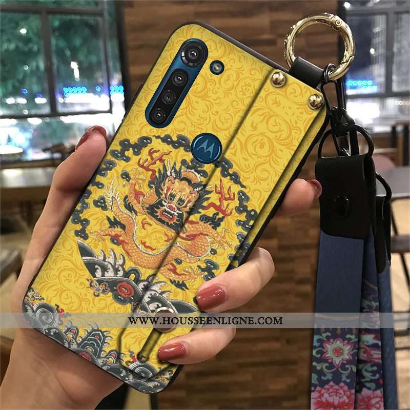 Étui Moto G8 Power Vintage Fluide Doux Palais Coque Support Vent Ornements Suspendus Rouge
