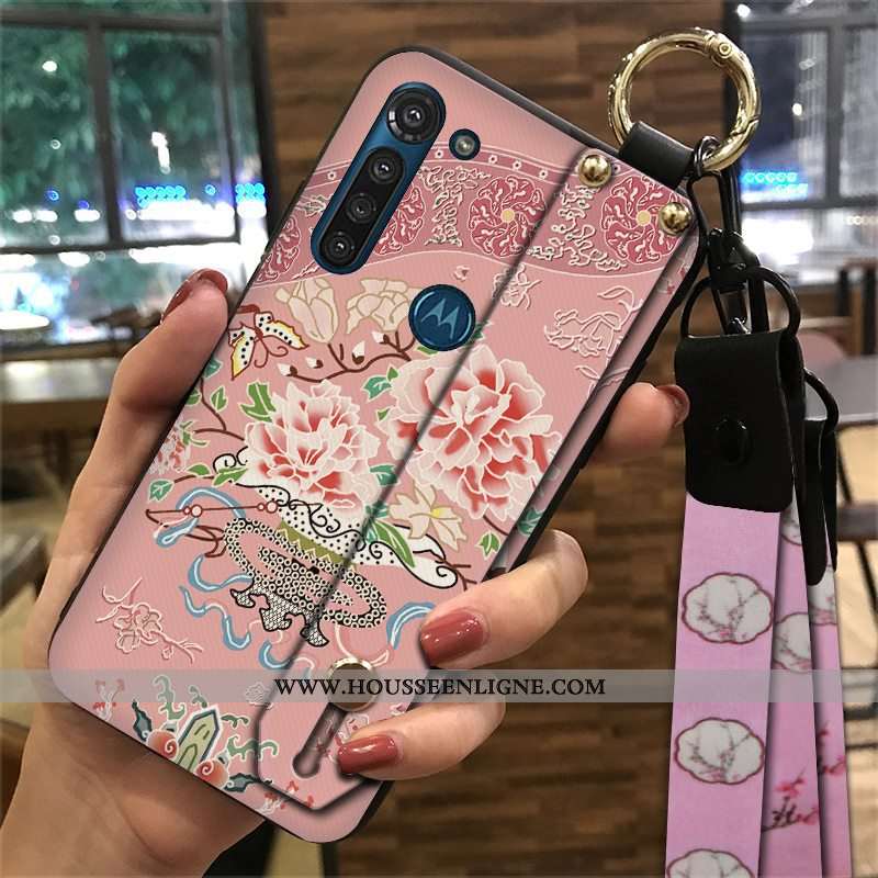 Étui Moto G8 Power Vintage Fluide Doux Palais Coque Support Vent Ornements Suspendus Rouge