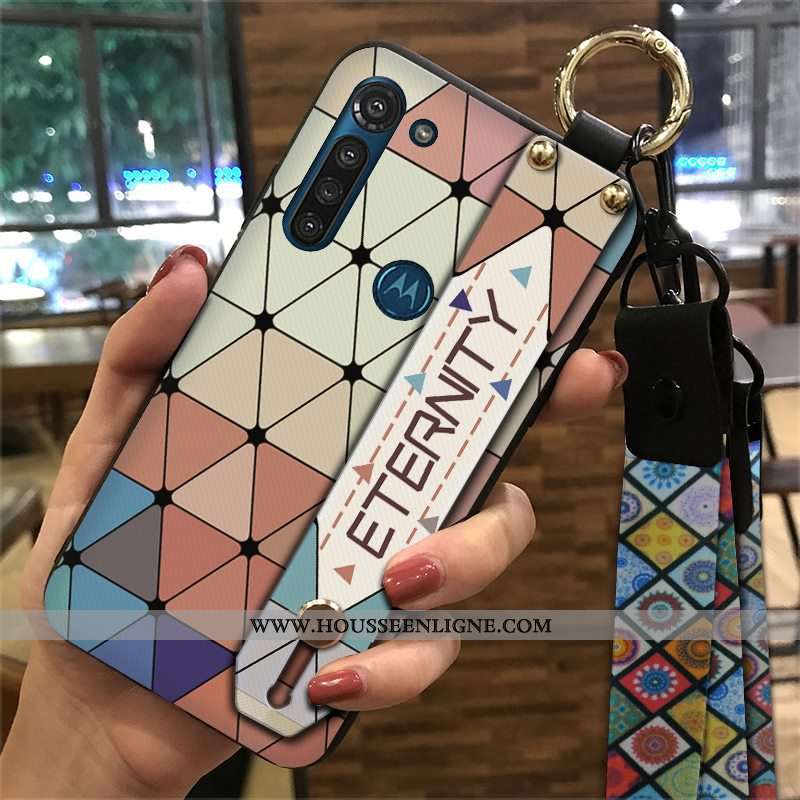 Étui Moto G8 Power Vintage Fluide Doux Palais Coque Support Vent Ornements Suspendus Rouge
