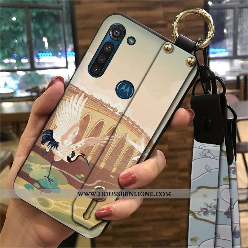 Étui Moto G8 Power Vintage Fluide Doux Palais Coque Support Vent Ornements Suspendus Rouge