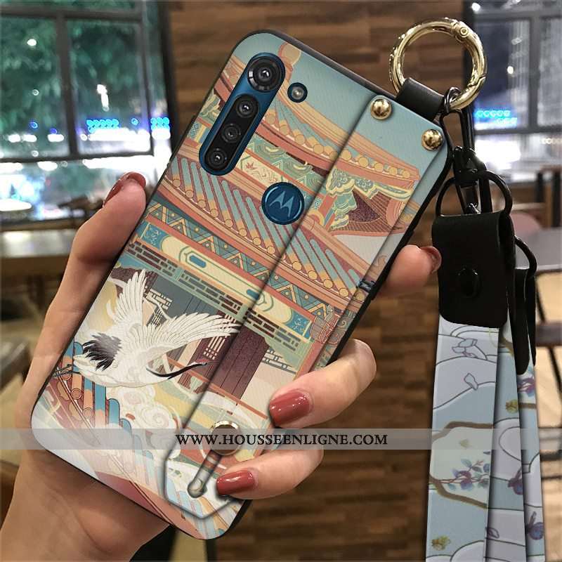Étui Moto G8 Power Vintage Fluide Doux Palais Coque Support Vent Ornements Suspendus Rouge